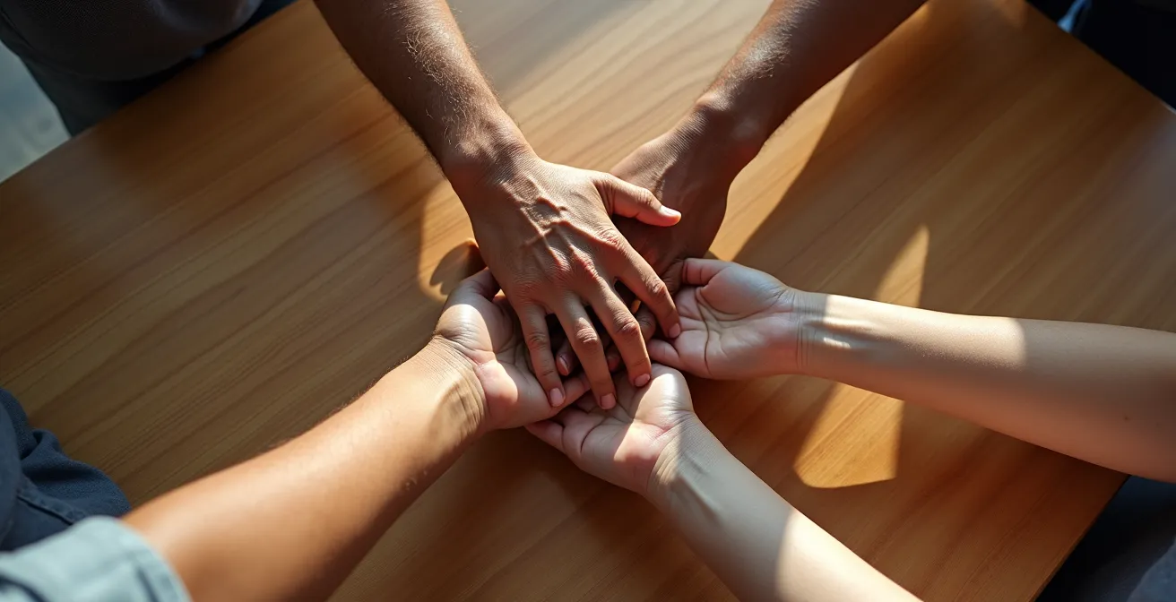 Réunion collaborative de conseil syndical discutant d'un projet de rénovation énergétique