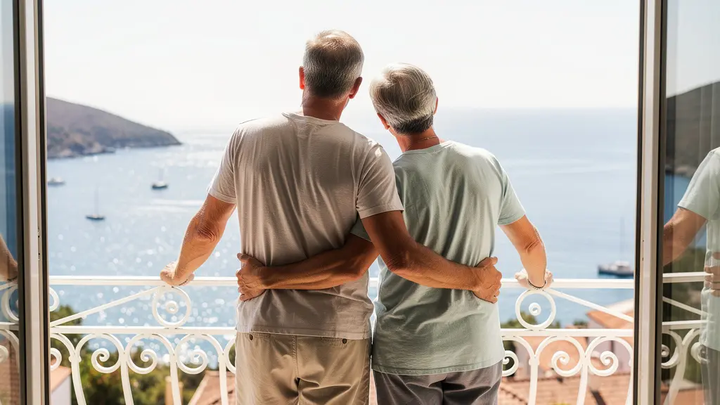 Couple visitant un appartement avec vue mer sur la Costa Brava